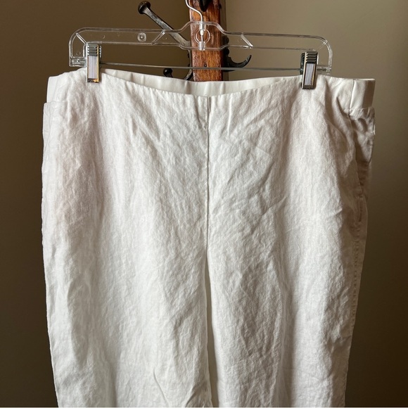 J Jill Love Linen Pants XL Cropped Pull On Pockets Ivory Relaxed Comfort Band - Picture 5 of 12